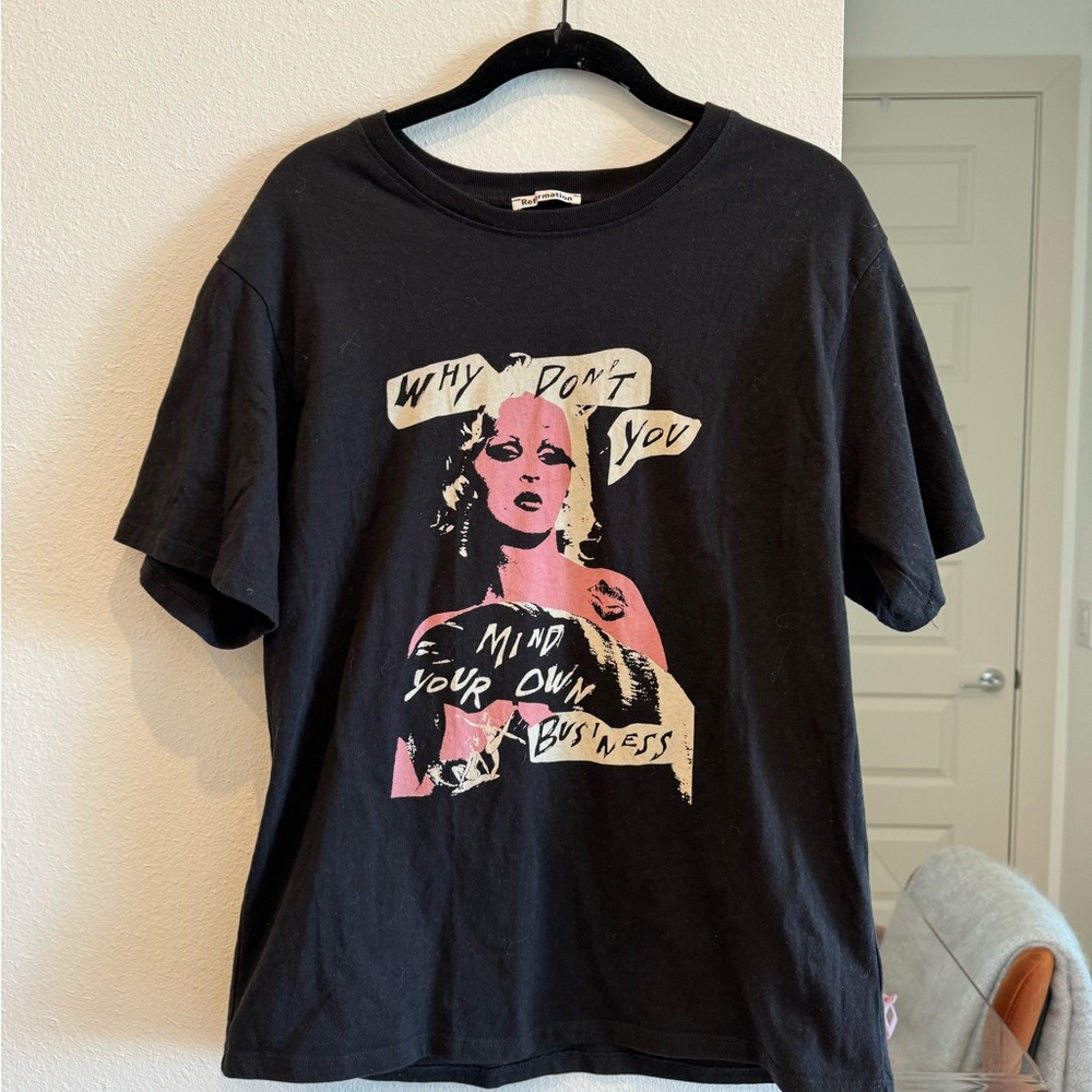 Reformation Black Graphic Tee